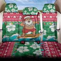 Maldives Christmas Back Car Seat Cover with Surfing Santa Claus Tropical Flowers and Holiday Wave - Wonder Print Shop