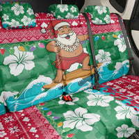 Maldives Christmas Back Car Seat Cover with Surfing Santa Claus Tropical Flowers and Holiday Wave - Wonder Print Shop