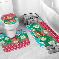 Maldives Christmas Bathroom Set with Surfing Santa Claus Tropical Flowers and Holiday Wave - Wonder Print Shop