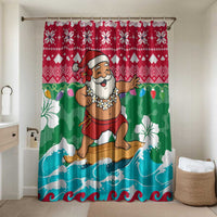 Maldives Christmas Bathroom Set with Surfing Santa Claus Tropical Flowers and Holiday Wave - Wonder Print Shop