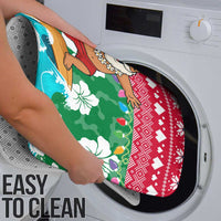 Maldives Christmas Bathroom Set with Surfing Santa Claus Tropical Flowers and Holiday Wave - Wonder Print Shop