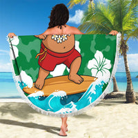 Maldives Christmas Beach Blanket with Surfing Santa Claus Tropical Flowers and Holiday Wave - Wonder Print Shop