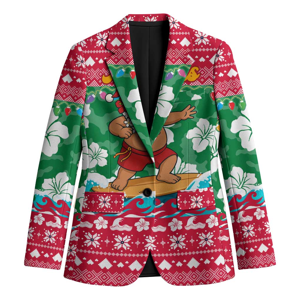 Maldives Christmas Blazer with Surfing Santa Claus Tropical Flowers and Holiday Wave - Wonder Print Shop