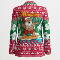 Maldives Christmas Blazer with Surfing Santa Claus Tropical Flowers and Holiday Wave - Wonder Print Shop