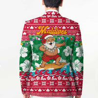 Maldives Christmas Blazer with Surfing Santa Claus Tropical Flowers and Holiday Wave - Wonder Print Shop