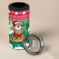 Maldives Christmas 4 in 1 Can Cooler Tumbler with Surfing Santa Claus Tropical Flowers and Holiday Wave - Wonder Print Shop