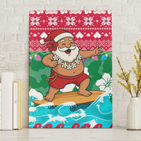 Maldives Christmas Canvas Wall Art with Surfing Santa Claus Tropical Flowers and Holiday Wave - Wonder Print Shop