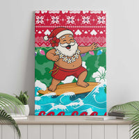 Maldives Christmas Canvas Wall Art with Surfing Santa Claus Tropical Flowers and Holiday Wave - Wonder Print Shop