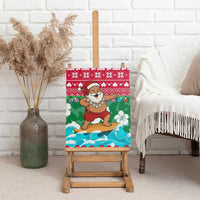 Maldives Christmas Canvas Wall Art with Surfing Santa Claus Tropical Flowers and Holiday Wave - Wonder Print Shop