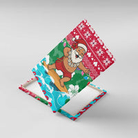 Maldives Christmas Canvas Wall Art with Surfing Santa Claus Tropical Flowers and Holiday Wave - Wonder Print Shop