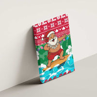 Maldives Christmas Canvas Wall Art with Surfing Santa Claus Tropical Flowers and Holiday Wave - Wonder Print Shop