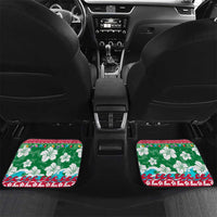 Maldives Christmas Car Mats with Surfing Santa Claus Tropical Flowers and Holiday Wave - Wonder Print Shop
