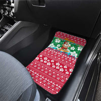Maldives Christmas Car Mats with Surfing Santa Claus Tropical Flowers and Holiday Wave - Wonder Print Shop
