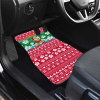 Maldives Christmas Car Mats with Surfing Santa Claus Tropical Flowers and Holiday Wave - Wonder Print Shop