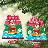 Maldives Christmas Ceramic Ornament with Surfing Santa Claus Tropical Flowers and Holiday Wave - Wonder Print Shop