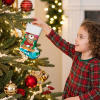 Maldives Christmas Stocking with Surfing Santa Claus Tropical Flowers and Holiday Wave - Wonder Print Shop