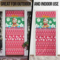 Maldives Christmas Door Cover with Surfing Santa Claus Tropical Flowers and Holiday Wave - Wonder Print Shop