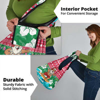 Maldives Christmas Grocery Bag with Surfing Santa Claus Tropical Flowers and Holiday Wave - Wonder Print Shop