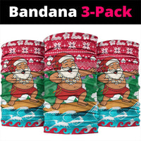 Maldives Christmas Neck Gaiter with Surfing Santa Claus Tropical Flowers and Holiday Wave - Wonder Print Shop