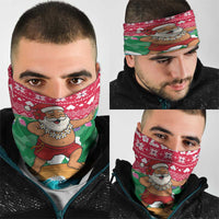 Maldives Christmas Neck Gaiter with Surfing Santa Claus Tropical Flowers and Holiday Wave - Wonder Print Shop