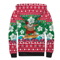 Maldives Christmas Sherpa Hoodie with Surfing Santa Claus Tropical Flowers and Holiday Wave - Wonder Print Shop
