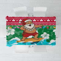 Maldives Christmas Tablecloth with Surfing Santa Claus Tropical Flowers and Holiday Wave - Wonder Print Shop