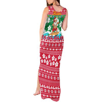 Maldives Christmas Tank Maxi Dress with Surfing Santa Claus Tropical Flowers and Holiday Wave - Wonder Print Shop