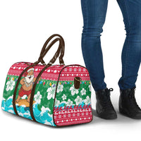 Maldives Christmas Travel Bag with Surfing Santa Claus Tropical Flowers and Holiday Wave - Wonder Print Shop