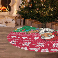 Maldives Christmas Tree Skirt with Surfing Santa Claus Tropical Flowers and Holiday Wave - Wonder Print Shop