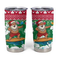 Maldives Christmas Tumbler Cup with Surfing Santa Claus Tropical Flowers and Holiday Wave - Wonder Print Shop