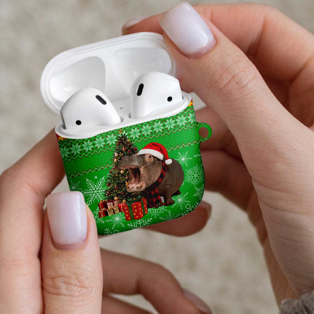 Mali Christmas AirPods Case with Hippo Santa Hat Snowflakes and Holiday Gift - Wonder Print Shop