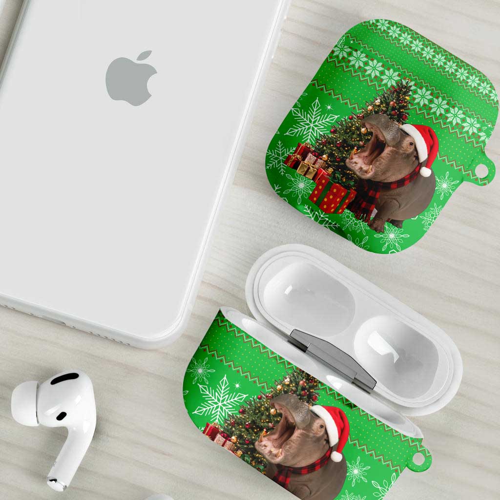 Mali Christmas AirPods Case with Hippo Santa Hat Snowflakes and Holiday Gift - Wonder Print Shop
