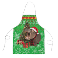 Mali Christmas Apron with Hippo Santa Hat Snowflakes and Holiday Gift - Wonder Print Shop