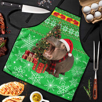 Mali Christmas Apron with Hippo Santa Hat Snowflakes and Holiday Gift - Wonder Print Shop