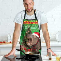 Mali Christmas Apron with Hippo Santa Hat Snowflakes and Holiday Gift - Wonder Print Shop