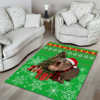 Mali Christmas Area Rug with Hippo Santa Hat Snowflakes and Holiday Gift - Wonder Print Shop