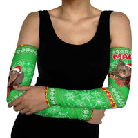Mali Christmas Arm Sleeves with Hippo Santa Hat Snowflakes and Holiday Gift - Wonder Print Shop