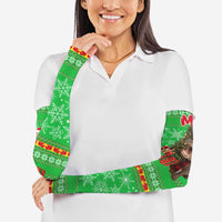 Mali Christmas Arm Sleeves with Hippo Santa Hat Snowflakes and Holiday Gift - Wonder Print Shop