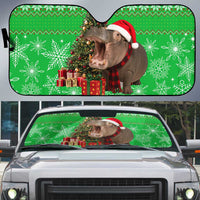 Mali Christmas Auto Sun Shade with Hippo Santa Hat Snowflakes and Holiday Gift - Wonder Print Shop