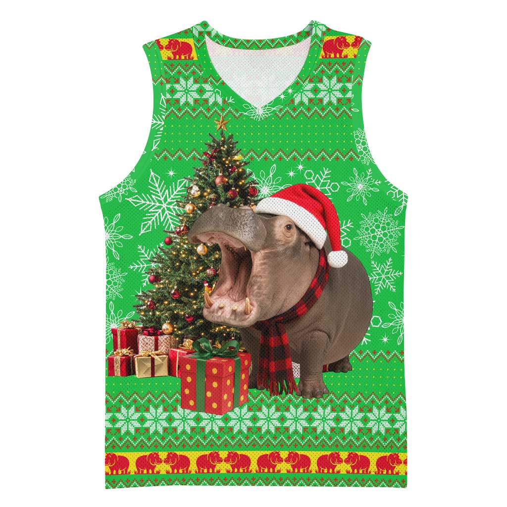 Mali Christmas Basketball Jersey with Hippo Santa Hat Snowflakes and Holiday Gift - Wonder Print Shop