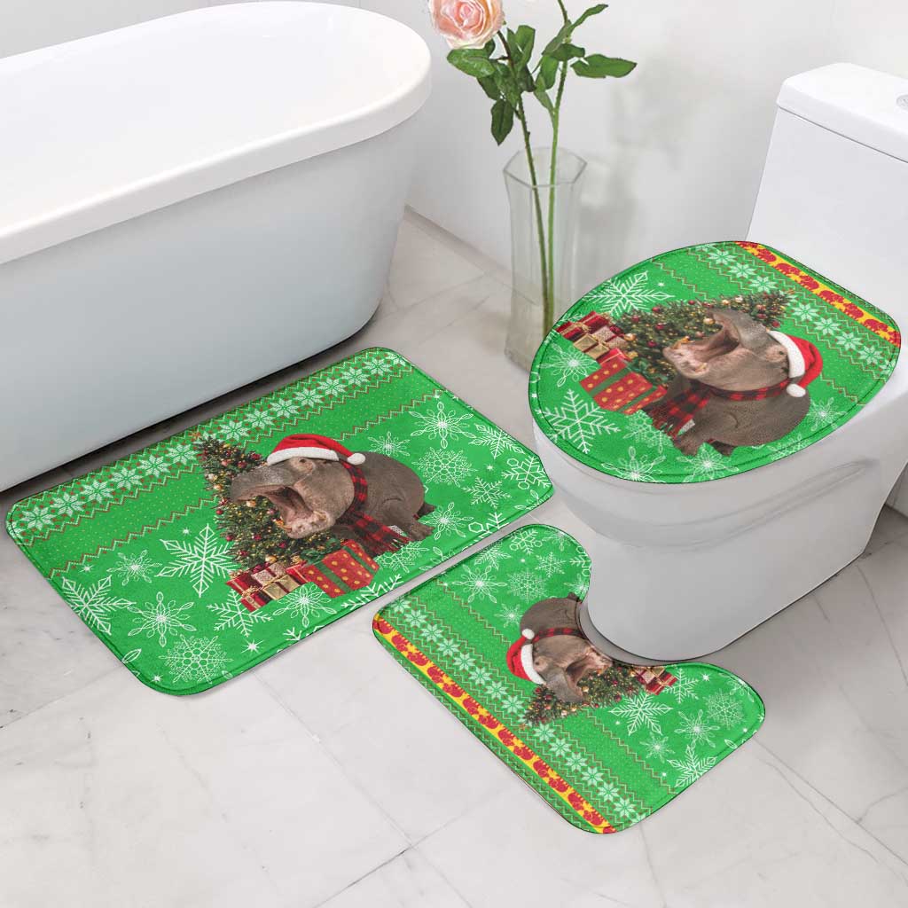 Mali Christmas Bathroom Set with Hippo Santa Hat Snowflakes and Holiday Gift - Wonder Print Shop