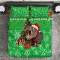 Mali Christmas Bedding Set with Hippo Santa Hat Snowflakes and Holiday Gift - Wonder Print Shop