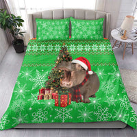 Mali Christmas Bedding Set with Hippo Santa Hat Snowflakes and Holiday Gift - Wonder Print Shop