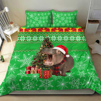 Mali Christmas Bedding Set with Hippo Santa Hat Snowflakes and Holiday Gift - Wonder Print Shop