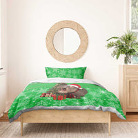 Mali Christmas Bedding Set with Hippo Santa Hat Snowflakes and Holiday Gift - Wonder Print Shop