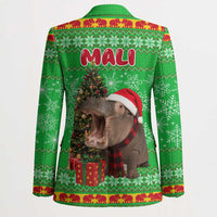 Mali Christmas Blazer with Hippo Santa Hat Snowflakes and Holiday Gift - Wonder Print Shop