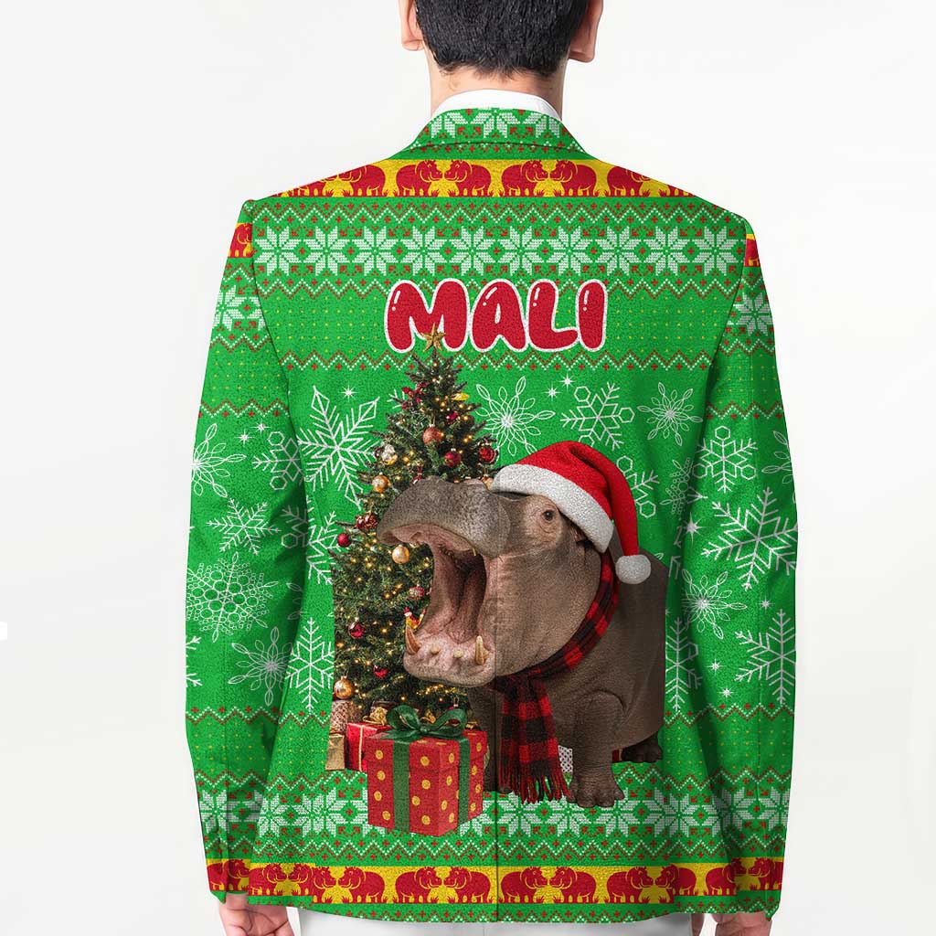 Mali Christmas Blazer with Hippo Santa Hat Snowflakes and Holiday Gift - Wonder Print Shop
