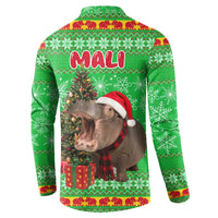 Mali Christmas Button Sweatshirt with Hippo Santa Hat Snowflakes and Holiday Gift - Wonder Print Shop