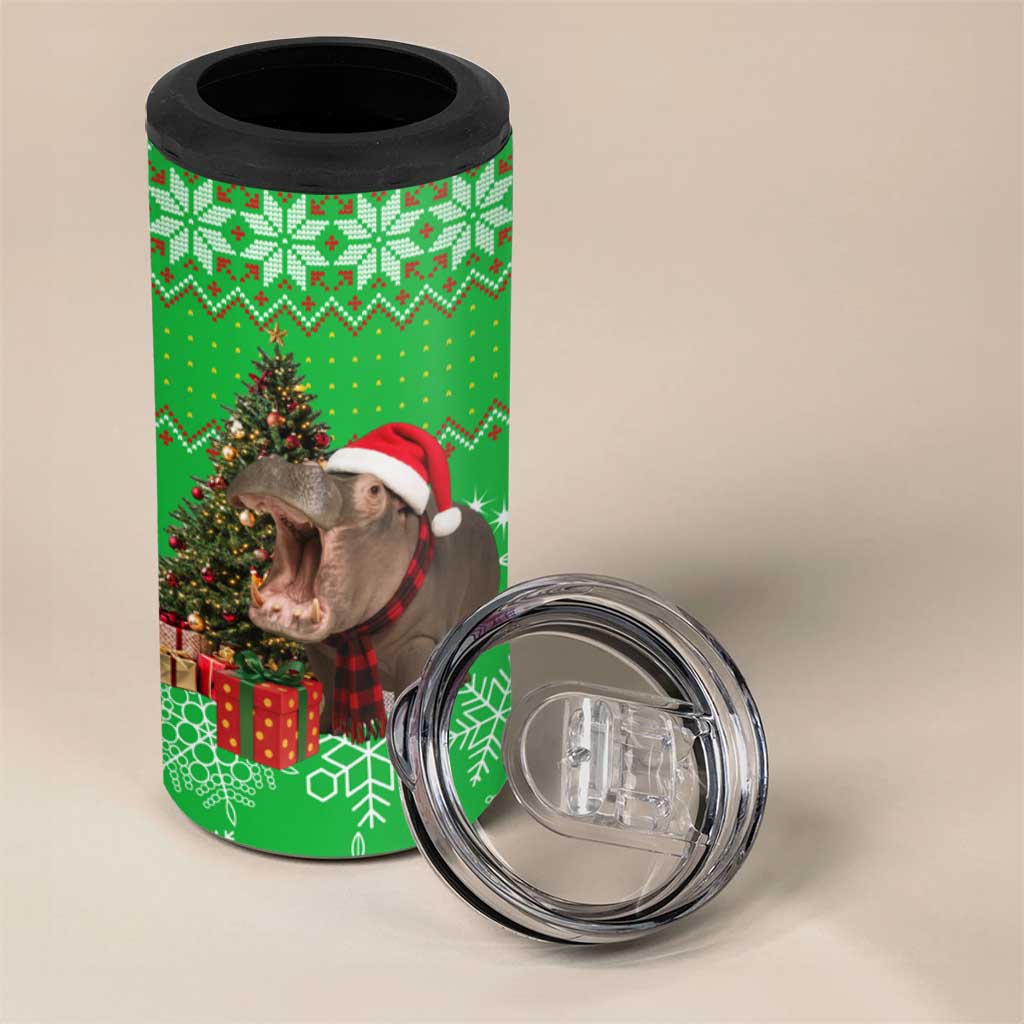 Mali Christmas 4 in 1 Can Cooler Tumbler with Hippo Santa Hat Snowflakes and Holiday Gift - Wonder Print Shop