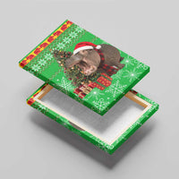 Mali Christmas Canvas Wall Art with Hippo Santa Hat Snowflakes and Holiday Gift - Wonder Print Shop